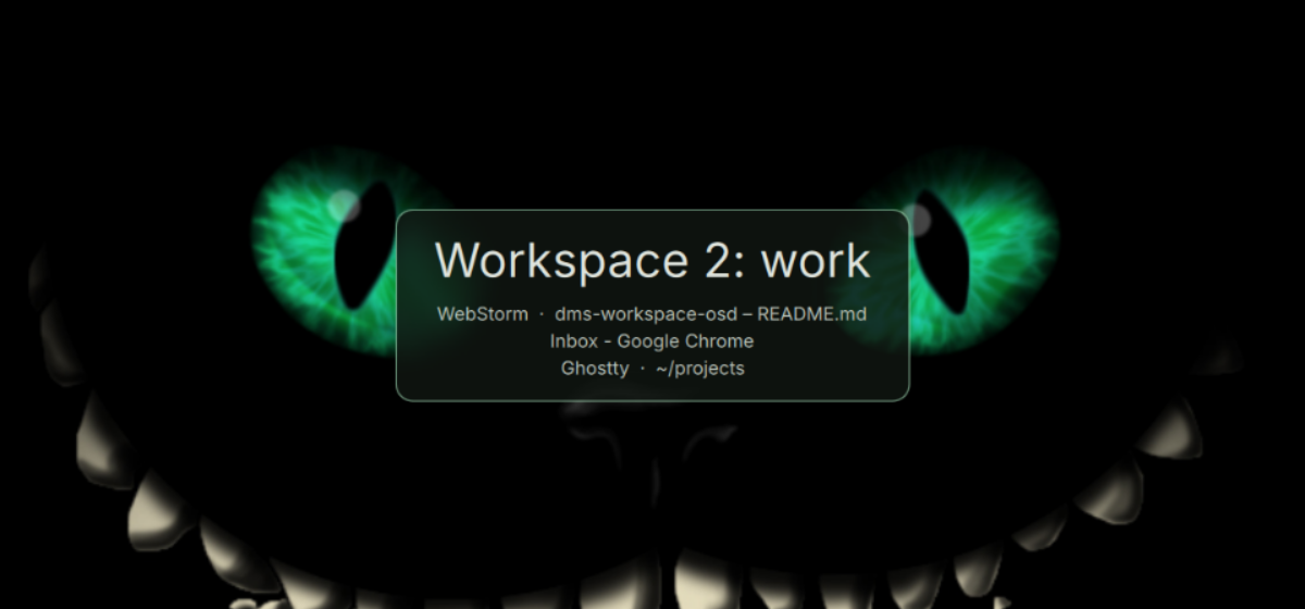 Workspace OSD card showing workspace 3 and its open windows